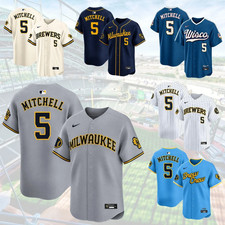 new Garrett Mitchell 5 BREWERS ALL Stitched Jersey S-5XL