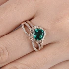 2Ct Cushion Cut LabCreated EmeraldBridal Set Wedding Ring 14K Yellow Gold Plated
