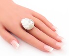 925 Sterling Silver Vintage Ring Flower Carved White Gemstone  Sz 10.5  RG28636 — photo 8