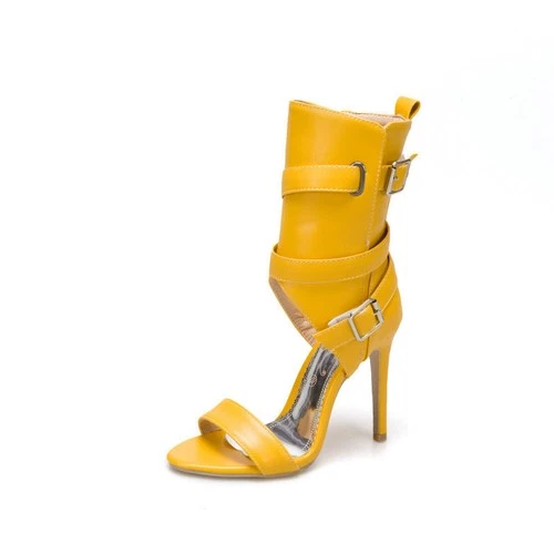 Roman Style Womens Open Toe Ankle Boots Sandals High Stiletto Heel Buckle Zipper - Bild 20 von 23