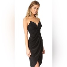 Zimmermann Silk Petal Twist Dress Black Strapless Midi 8378DRTMS Size 3 US 8-10
