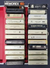 Vintage 8 Track Tapes Lot of 24 Various Artist with Carrying Case UnTested 
