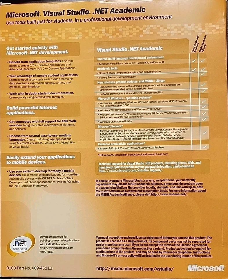 Microsoft Visual Studio Net Academic Version 2003 Brand New in Factory Retail Bx - Image 2 of 4
