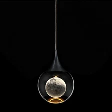 Crystal LED Pendant Light: Black Modern Mini Light Fixtures Ceiling Hanging f...