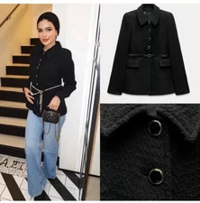 zara textured blazer Jacket Black Size S Ref 9360/123