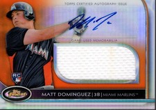 2012 Finest Rookie Jumbo Relic Auto Orange Refractors Matt Dominguez Jersey /99