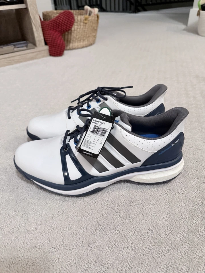 NUEVO CON ETIQUETAS Adidas AdiPower Boost 2 Zapatos de Golf para Hombre Talla 11.5 Blanco Azul Marino Foto 2 de 4