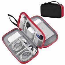 ZINMARK Portable Cable Organizer Case,Travel Pouch with Black Red