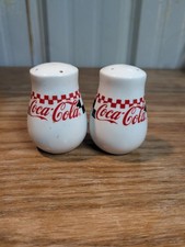 Coca-Cola Checkered Ceramic Salt & Pepper Shakers - VINTAGE GIBSON DESIGN 1996