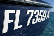 White Raised 3D Boat Registration Numbers Letters Marine Grade Emblem