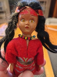 vintage indian girl doll 5" sleepy eyes