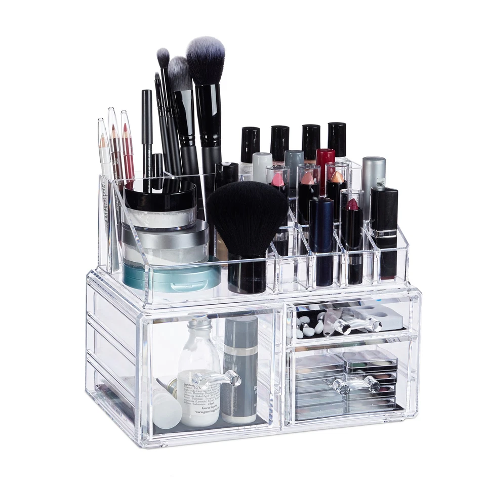 RELAXDAYS Make-up organizer 3 schubladen Kosmetikaufbewahrung Acryl Schminkständer