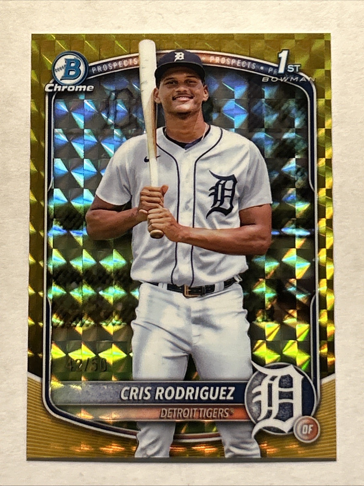 2025 Bowman Chrome #BCP-250 1st Gold Geometric Refractor /50 Cris Rodriguez