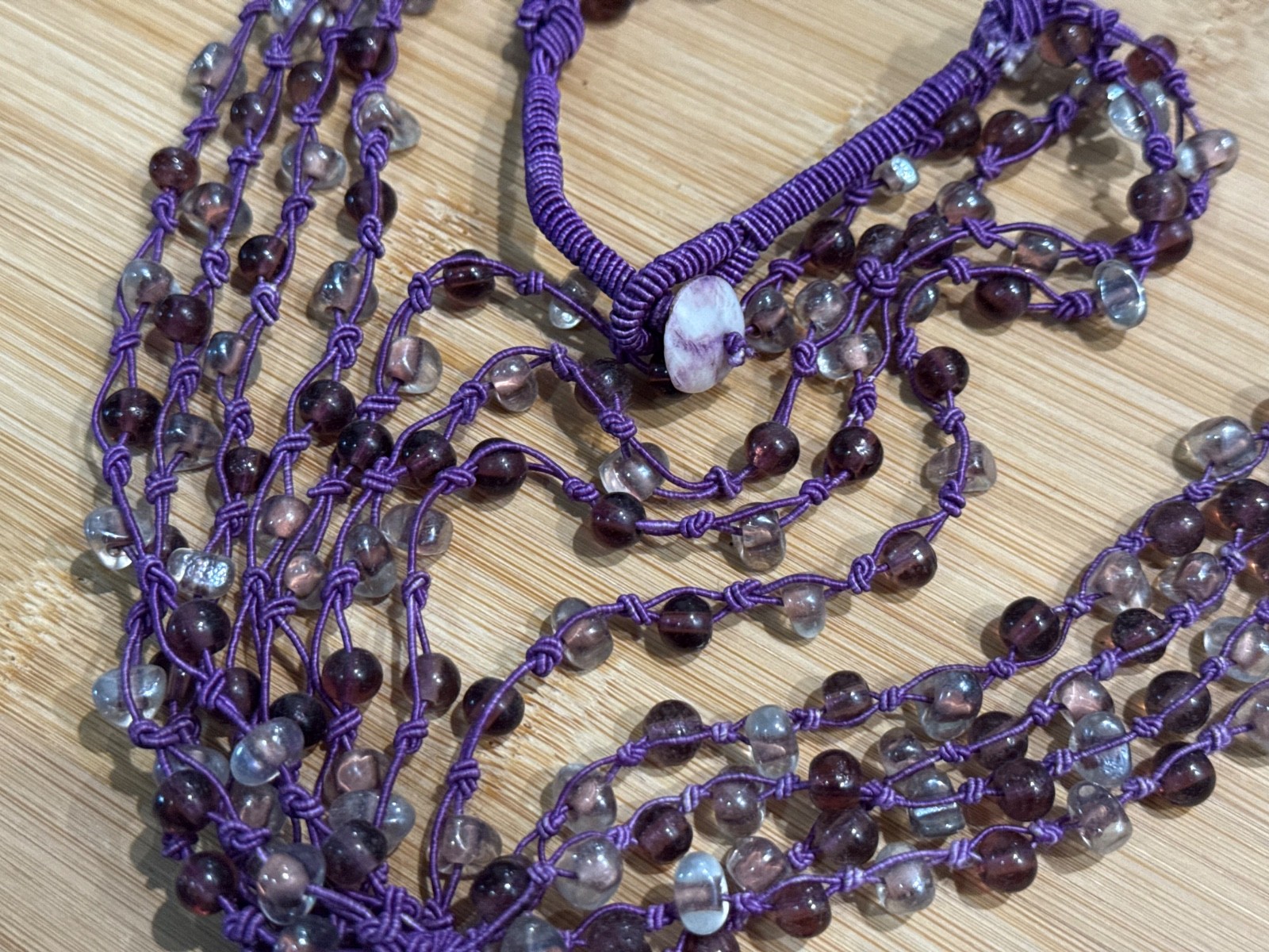 purple amethyst multi-string long beaded necklace - image 1