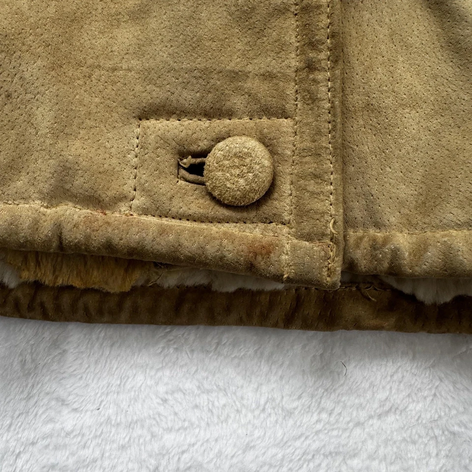 Chaqueta de mezclilla NY para hombre grande tostada imitación piel de oveja forrada abotonada abrigo occidental cálido Foto 2 de 4