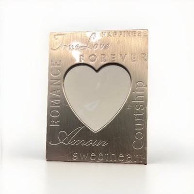 Royal Limited silvertoned heartshaped photo frame ''Love, Forever and Happiness''