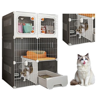Cat Crate Indoor Catio with Cat Bed Indoor Pet Cat House Cats Litter Box for Cat