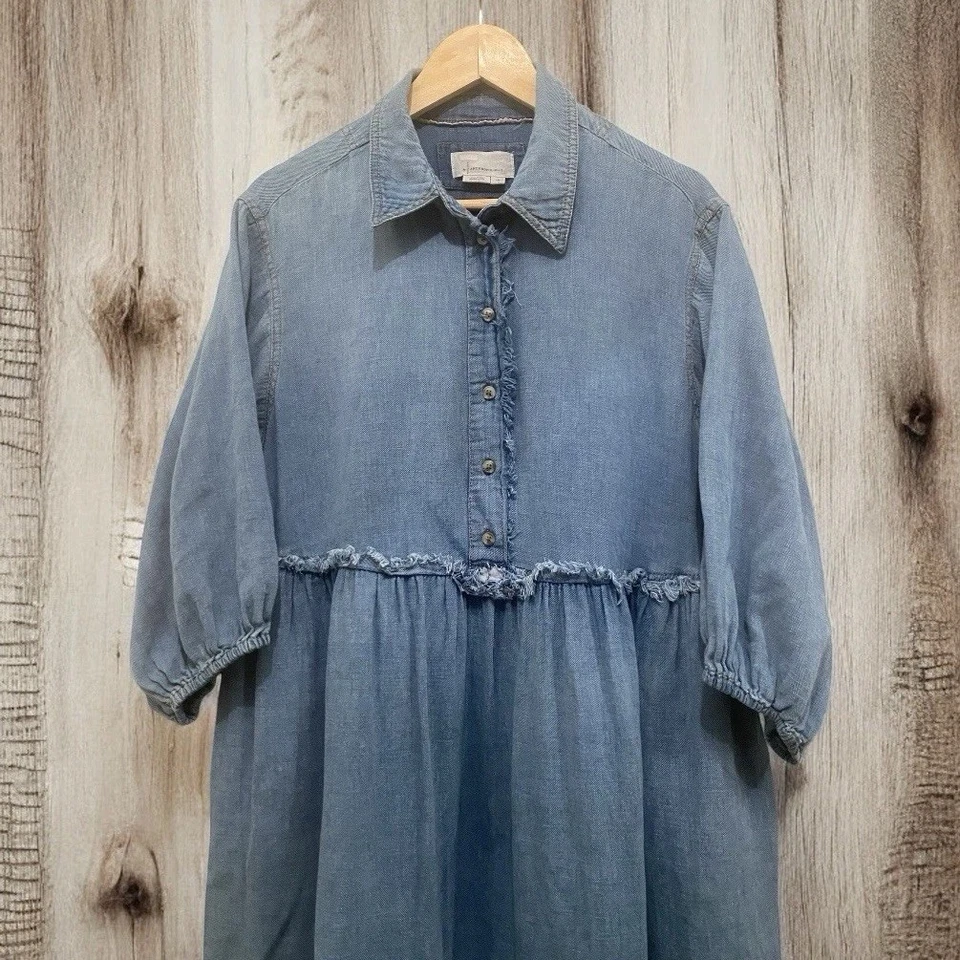 Vestido camisero vaquero con capas ANTHROPOLOGIE The Bettina para mujer talla 1X Foto 4 de 4