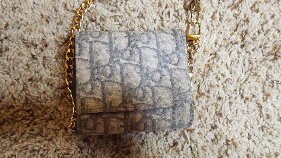 Bolso Sillín Christian Dior en Lona Oblicua Dior Gris y Blanco con Dorado Foto 3 de 4