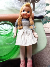 Vintage Braided Hair Rag DOLL w Original Clothing Made Poland 15" Sawdust Filled