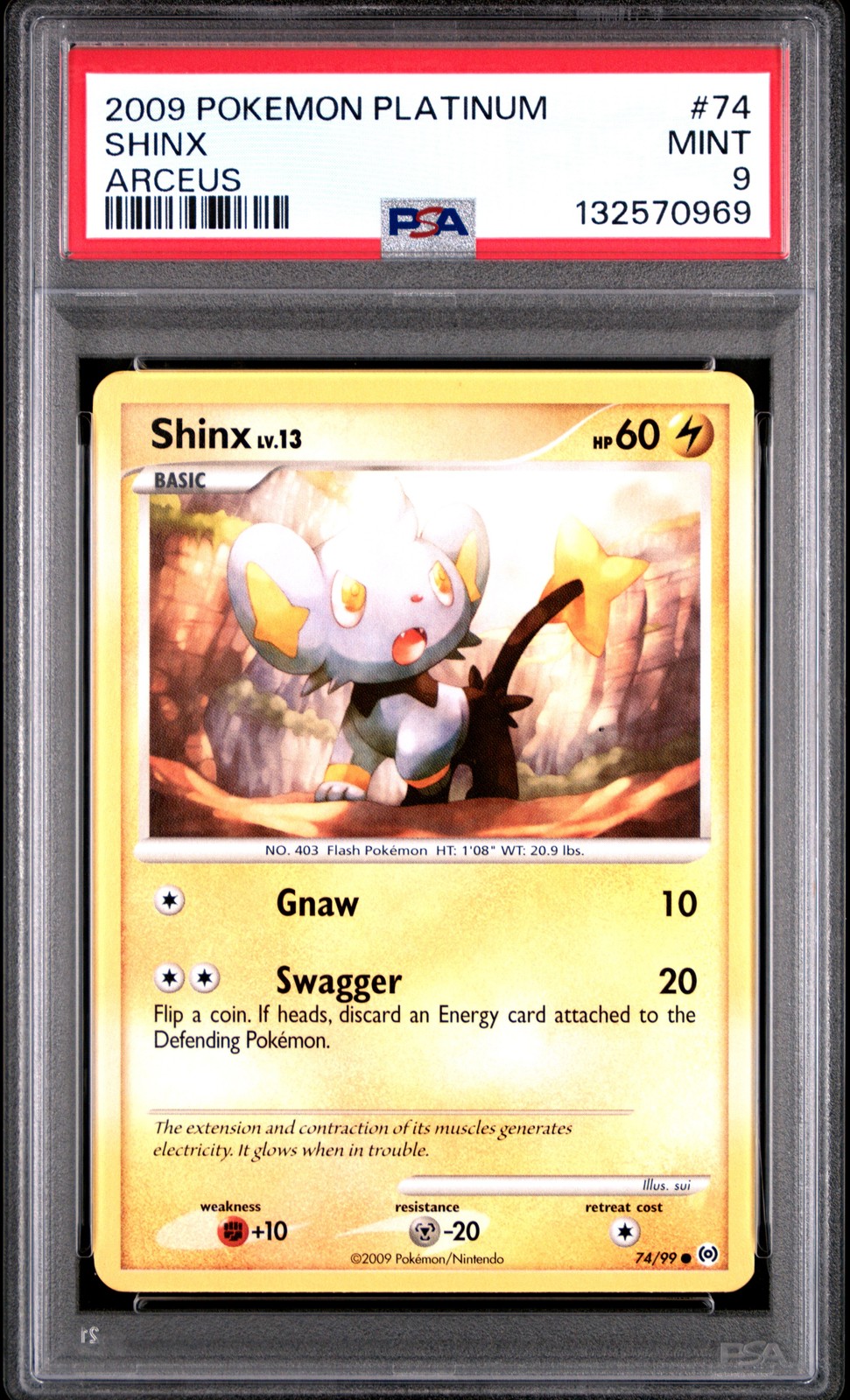 2009 POKEMON PLATINUM ARCEUS #74 SHINX PSA 9