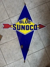 Antique style porcelain look Sunoco Service dealer service gas station sign