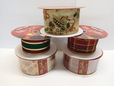 Lot of 5 Kirkland Signature Wire Edged Ribbon Spools 2.5" 2 Sealed  3 Open 