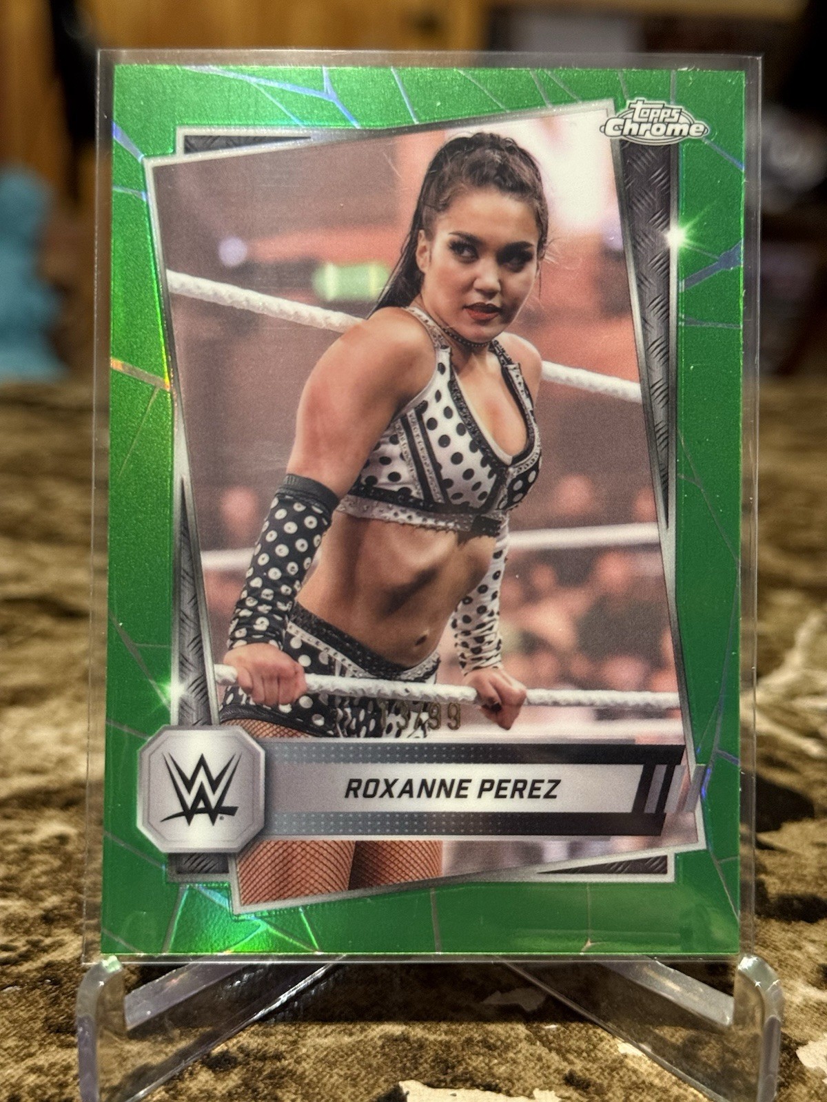 2025 Topps Chrome WWE Roxanne Perez /99 Green Refractor #44