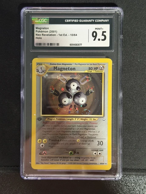 MAGNETOM POKEMON 2001 NEO REVELATION 1ST ED. #10/64 HOLO CGC 9.5 MINT+ SWIRL