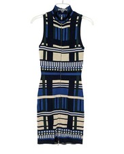 Flying Tomato Zip Front Sweater Dress Colorblock Mock Neck Capsule Office Size S