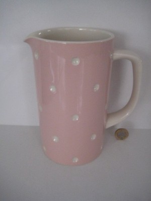 Vintage T G GREEN CORNISHWARE rosa & weiß Cornish DOMINO großer großer Saft Wasserkrug