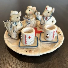 Vintage Miniature Hospital Mice Tea Set Decorative Resin Dr Nurse Patient 1994