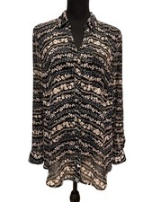 floral print lightweight long sleeve button front blouse split back