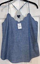NWT J. Crew Chambray Scalloped Cami Tank Top Womens Size 4 Adjustable Straps