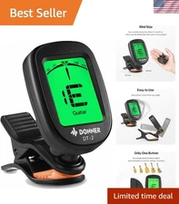 Accurate Green Display Clip-On Tuner for All String Instruments - Easy to Use!