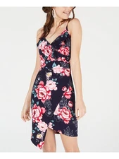 CRAVE FAME Womens Navy Spaghetti Strap Mini Sheath Cocktail Dress XXS