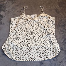 Nine West Cream Leopard Print Spaghetti Strap V Neck Camisole Top Womens Large
