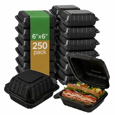 Hinged Container, Black, 6" x 6", 250pc 250/1 