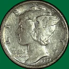 1927-S Mercury Dime Near Almost Uncirculated AU/XF++ Coin #41690