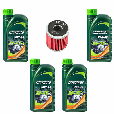 Motoröl Set 10W40 4 Liter + Ölfilter KN141 für Yamaha MT WR 250 XG YZ YZF-R YZFR