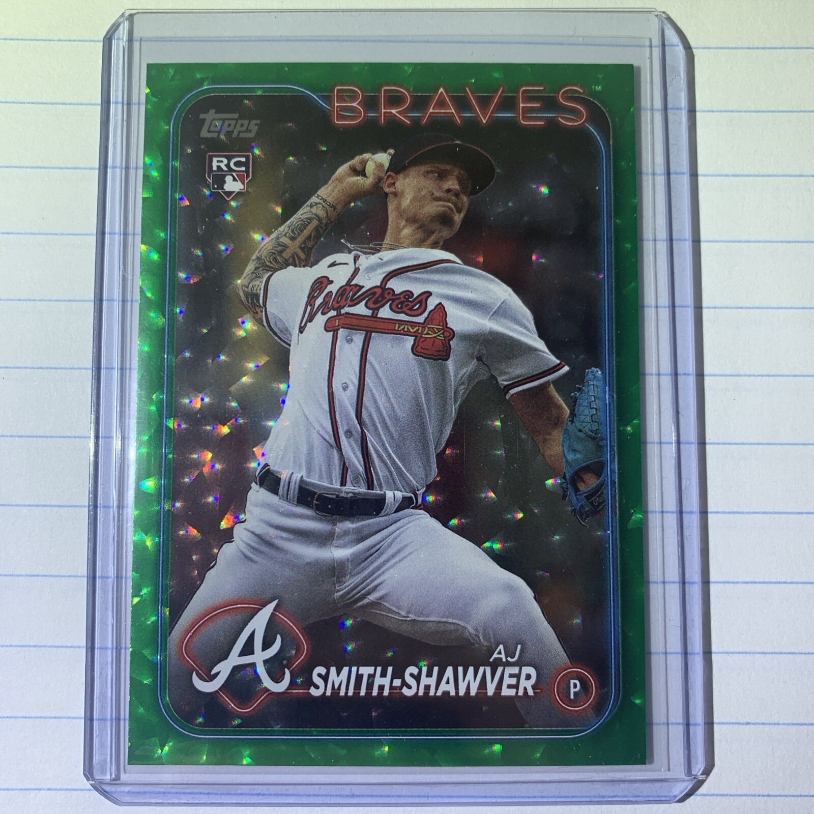 2024 TOPPS GREEN ICE FOIL 145/499 PARALLEL RC 117 AJ SMITH-SHAWVER BRAVES