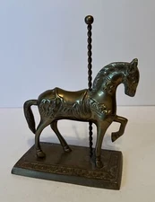 Brass Carousel Horse Sculpture Merry Go Round  Vintage Statue Brass Base