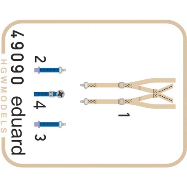 MW22 Eduard 49090 Mirage Iiic Seatbelts Superfabric 1/48 Pe Set For Eduard-image