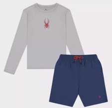 Spyder Youth 2-Piece Swim Set UPF 30 Sun Protection Side Pockets Size S 7/8 