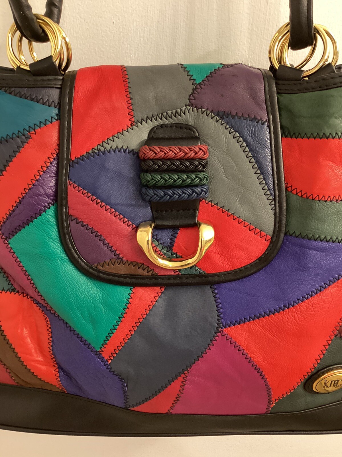 Large Patchwork Leather Vintage Handbag Grunge Pu… - image 4