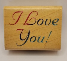 Inkadinkado I Love You Word Phrase Sentiment Wood Rubber Stamp