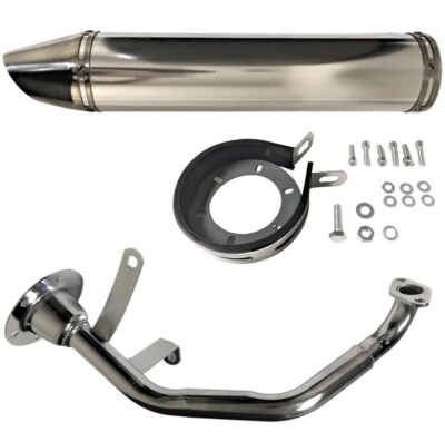 Fits Jonway Gator YY150T-3 & 4,  Scooter High Performance Exhaust Kit Chrome