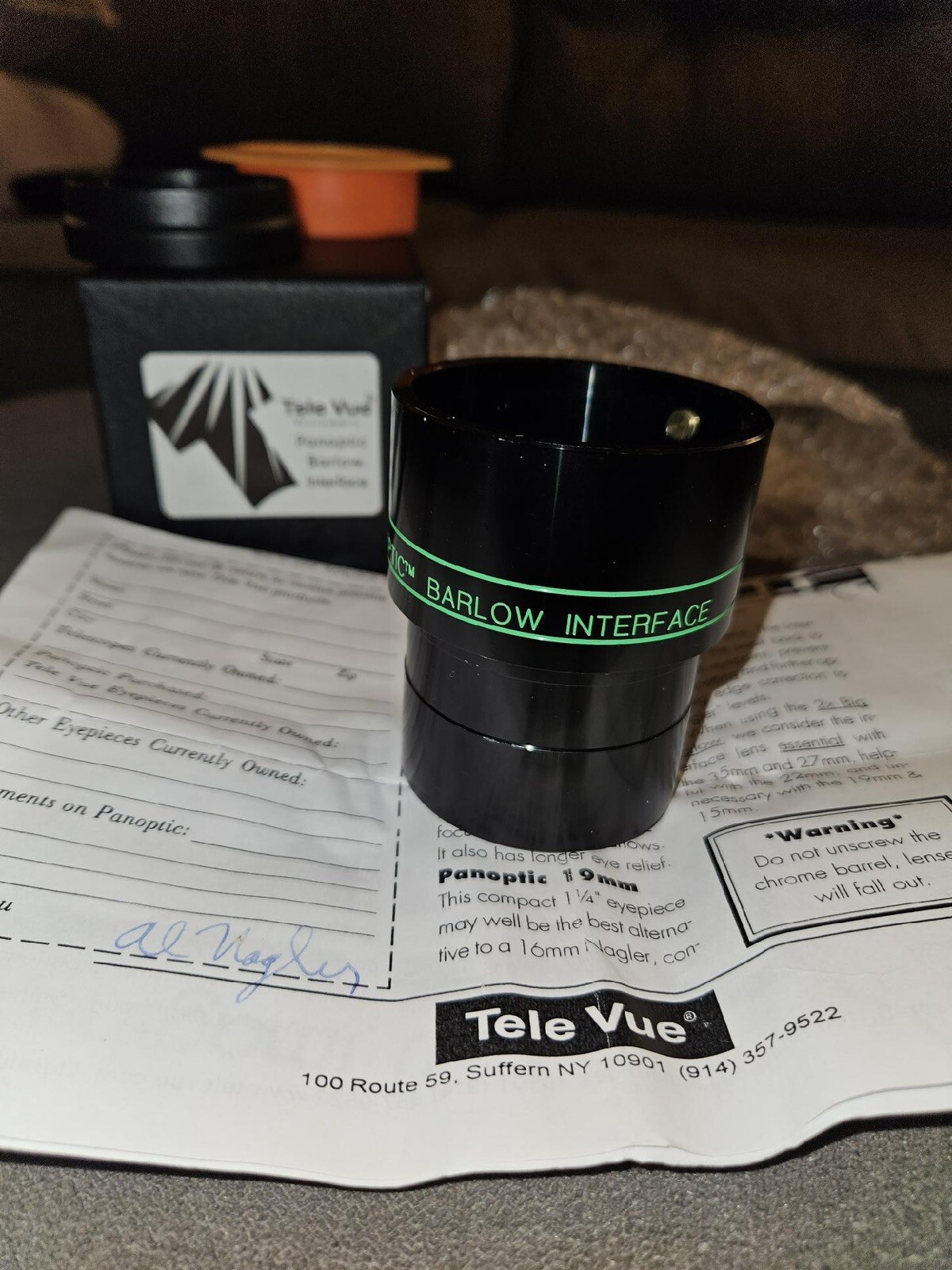 Tele Vue Panoptic Barlow Interface eBay