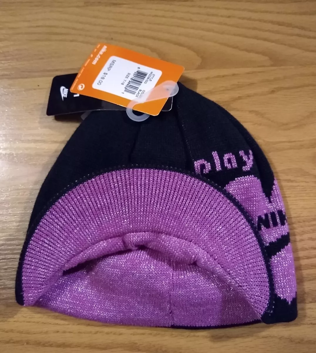 Nike Girls Reversible Beanie Visor Hat Size 7 16 Pink Black Swoosh