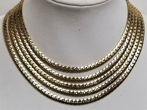 Authentic Vintage Signed CORO PEGASUS Gold Plated 4 Row Thick Herringbone Chain Necklace